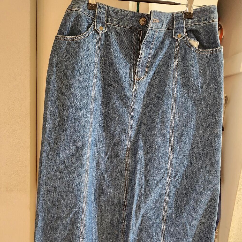 Eddie-bauer Women's Blue and Navy Skirt Sz 10